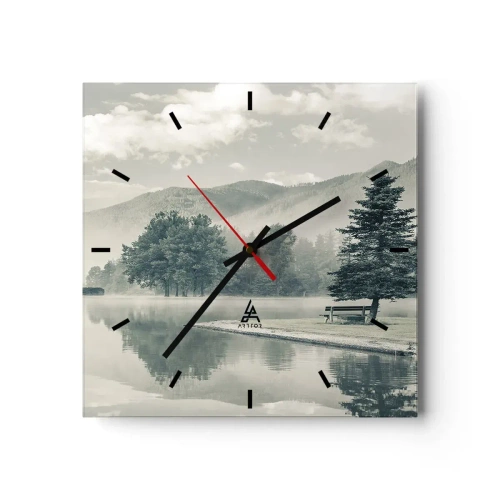 Relógio de parede - Relógio em vidro - O lago ainda está a dormir - 40x40 cm