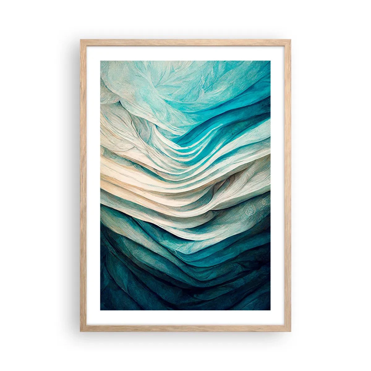 Pôster com moldura de carvalho claro - Insaciabilidade azul - 50x70 cm