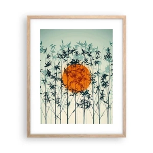 Pôster com moldura de carvalho claro - Sol japonês - 40x50 cm