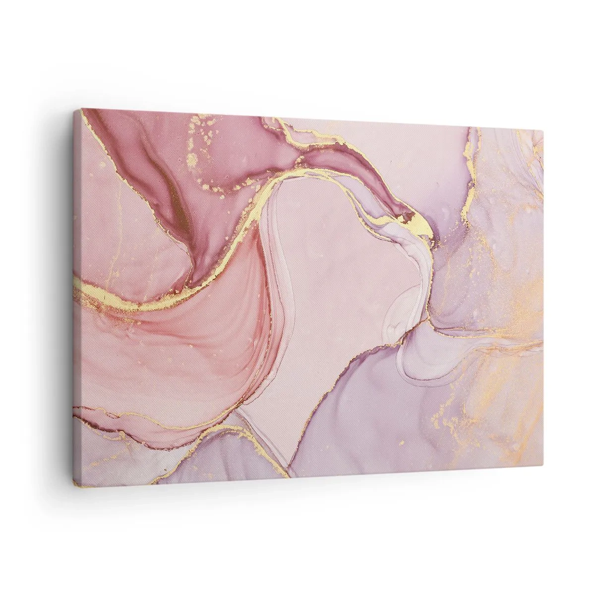 Quadro em tela - Padrões abstratos delicados em tons de rosa e dourado - 70x50cm - Carícia das cores - Decoração de parede moderna para a sala de estar e quarto ARTTOR