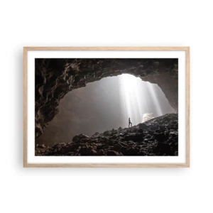 Pôster com moldura de carvalho claro - Gruta luminosa - 70x50 cm