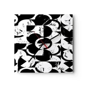 Relógio de parede - Relógio em vidro - O branco é branco e o preto é preto - 30x30 cm