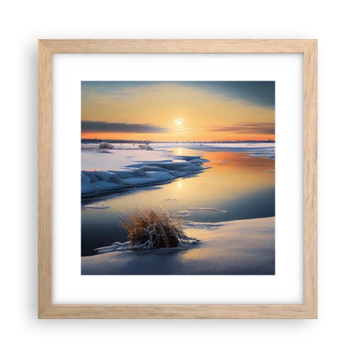 Pôster com moldura de carvalho claro - Pôr do sol de inverno - 30x30 cm