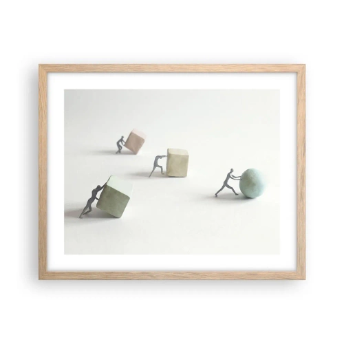 Pôster com moldura de carvalho claro - É a vida - 50x40 cm