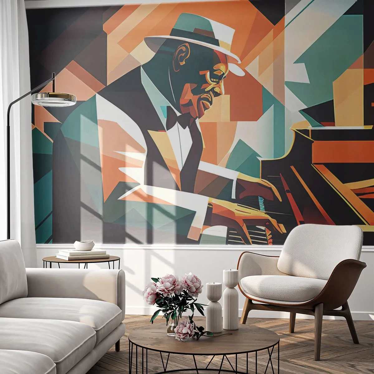 Papel de Parede Autocolante Deluxe Sticker - Todo aquele jazz - Piano, Piano, Cubismo - 100x70 cm