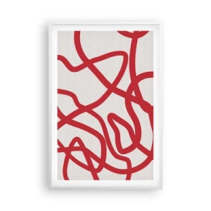 Pôster em moldura branca - Vermelho em branco - 61x91 cm