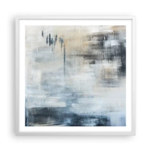 Pôster em moldura branca - Atrás da cortina azul - 60x60 cm