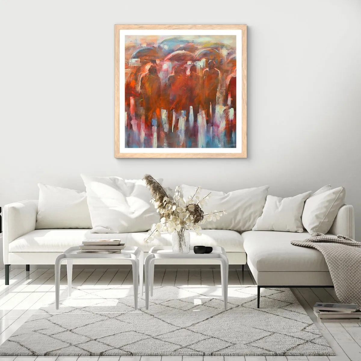 Pôster com moldura de carvalho claro - Iguais na chuva e no nevoeiro - 30x30 cm