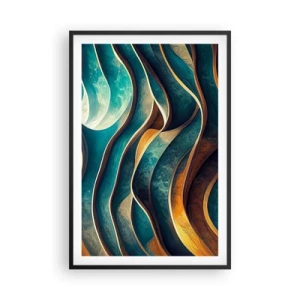 Pôster com moldura preta - Meandros de azul - 61x91 cm