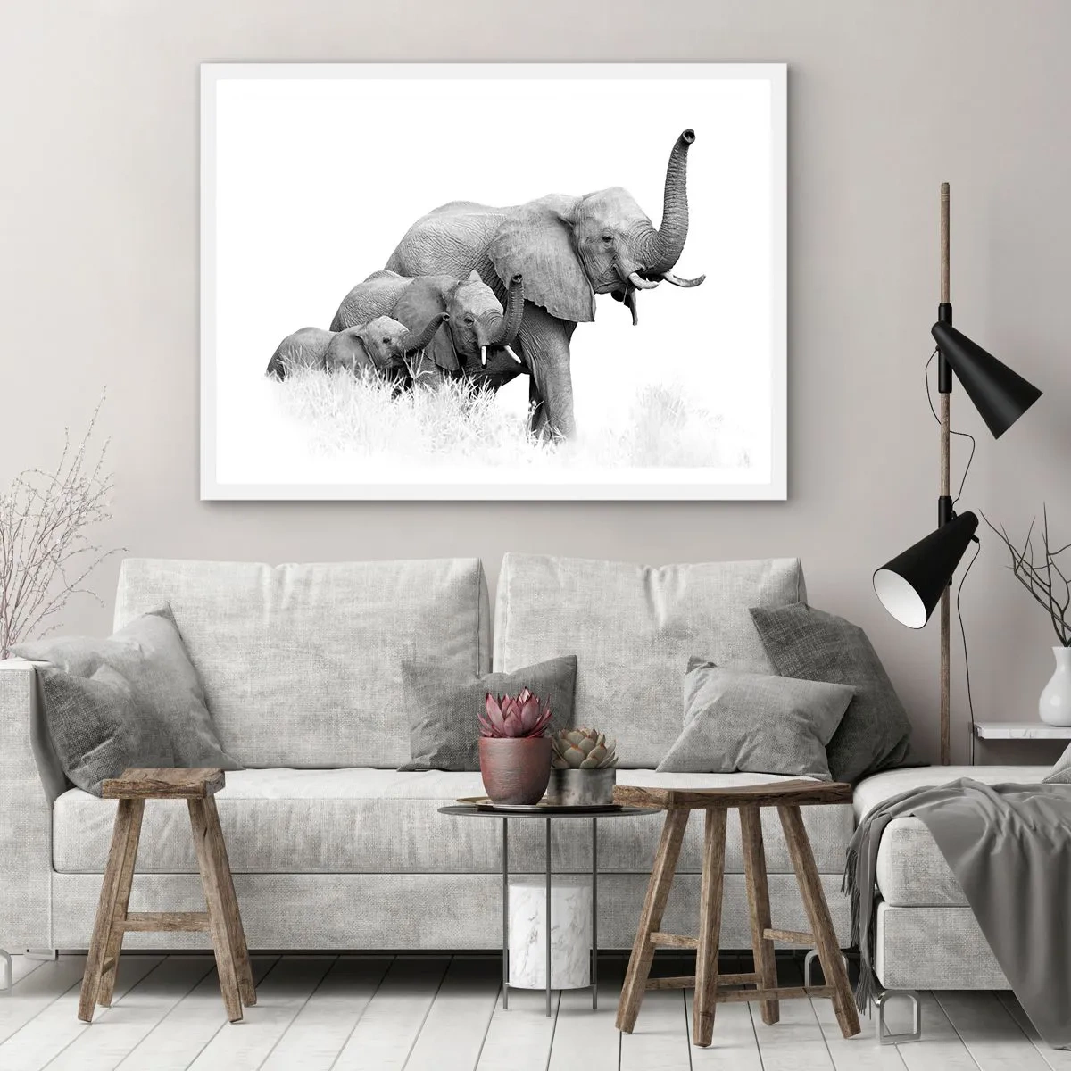 Pôster em moldura branca - Um, dois, três - 70x50 cm