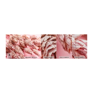 Amostra de papel de parede Premium Sand - Cascata floral em rosa - Flores secas, Buquê de flores, Flores - 100x30 cm