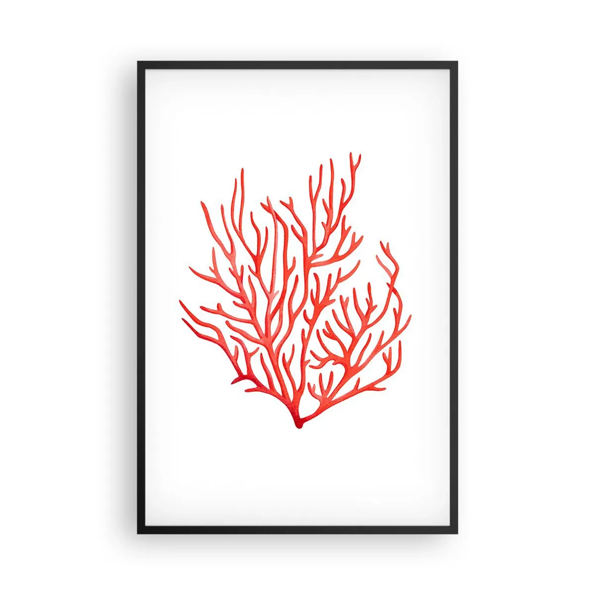 Pôster com moldura preta - Filigrana coral - 61x91 cm