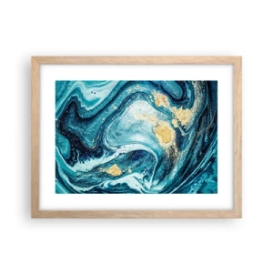 Pôster com moldura de carvalho claro - Redemoinho azul - 40x30 cm