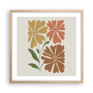 Pôster com moldura de carvalho claro - Natureza e geometria - 50x50 cm