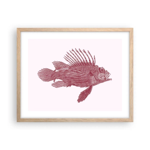 Pôster com moldura de carvalho claro - Um habitante de águas exóticas - 50x40 cm