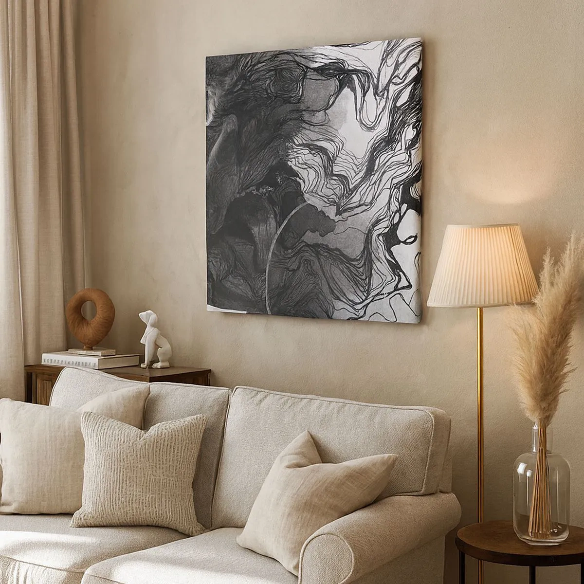 Quadro em tela - Entrelaçados em sonhos - 30x30 cm