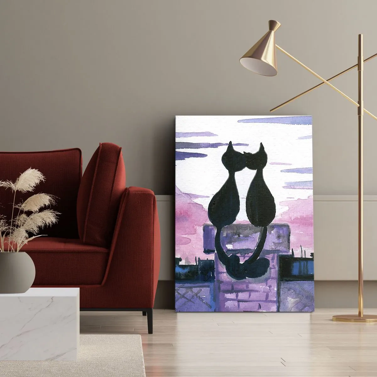 Quadro em tela - Rendez-vous sob a lua - 50x70 cm