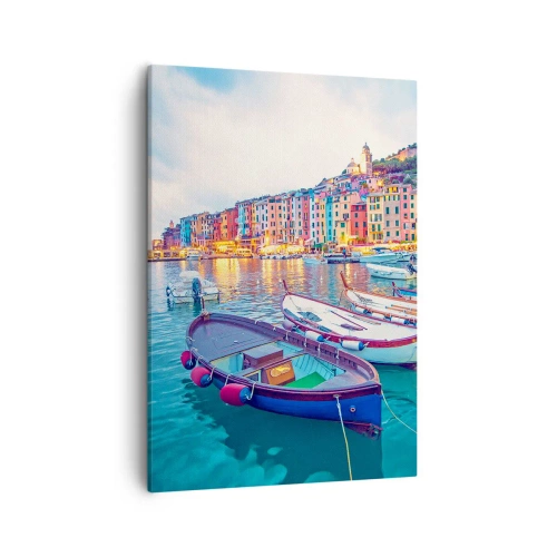 Quadro em tela - Uma noite colorida no porto - 50x70 cm