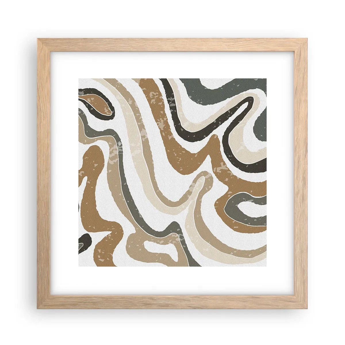 Pôster com moldura de carvalho claro - Meandros de cores da terra - 30x30 cm