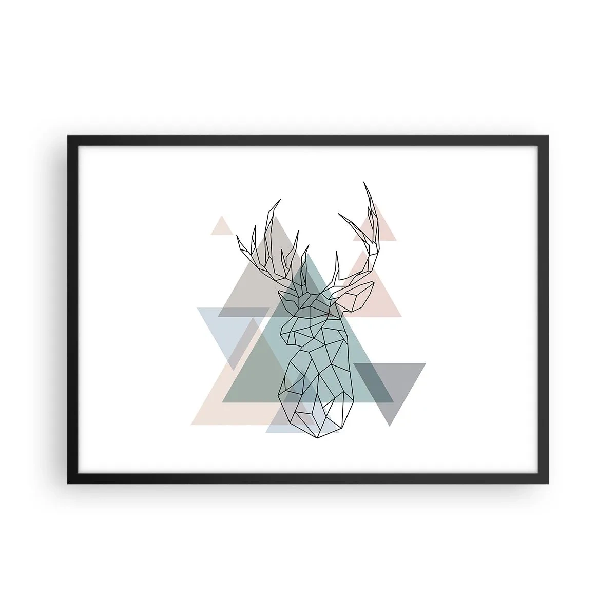 Pôster com moldura preta - Numa floresta geométrica - 70x50 cm