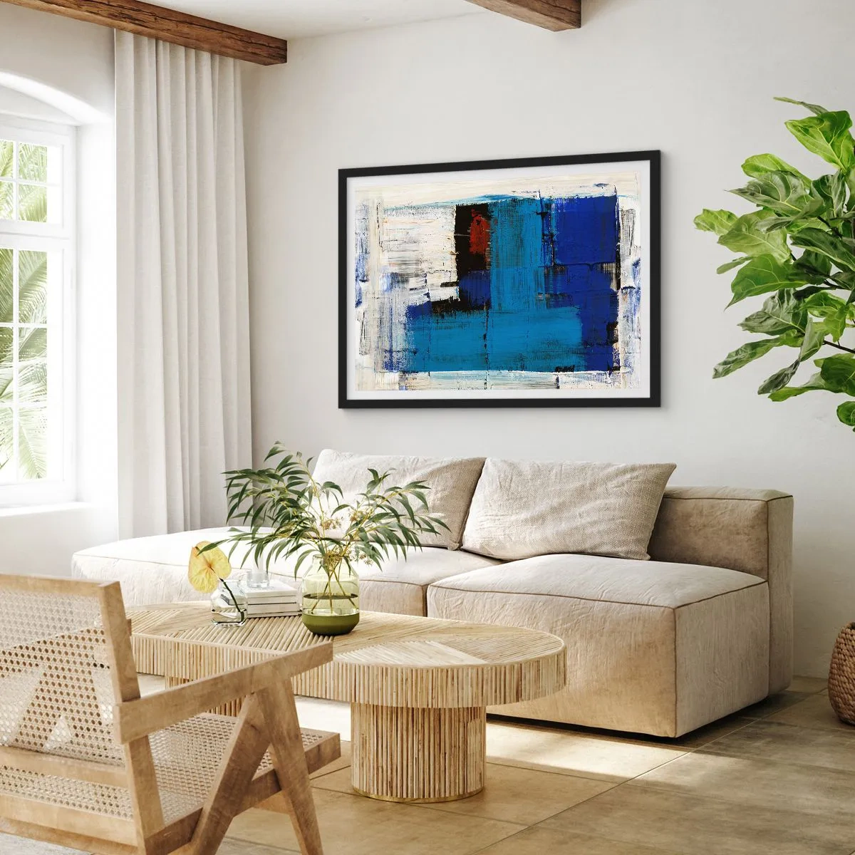 Pôster com moldura preta - O segredo do azul - 70x50 cm