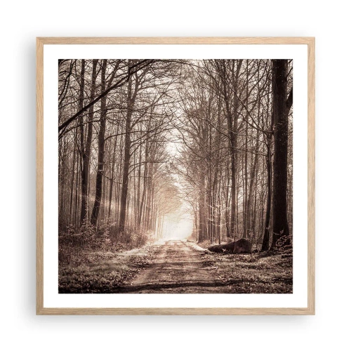 Pôster com moldura de carvalho claro - Catedral na Floresta - 60x60 cm