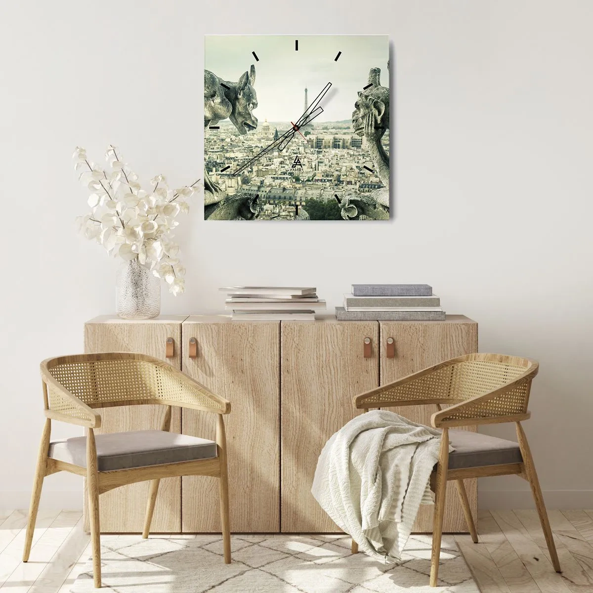 Relógio de parede - Relógio em vidro - Conversas parisienses - 30x30 cm