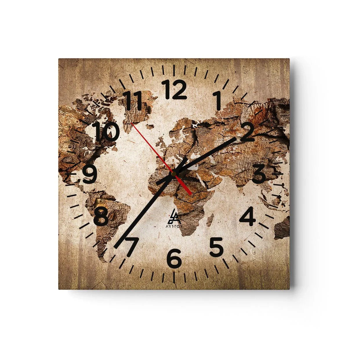 Relógio de parede - Relógio em vidro - Descobrindo o o mundo - 30x30 cm