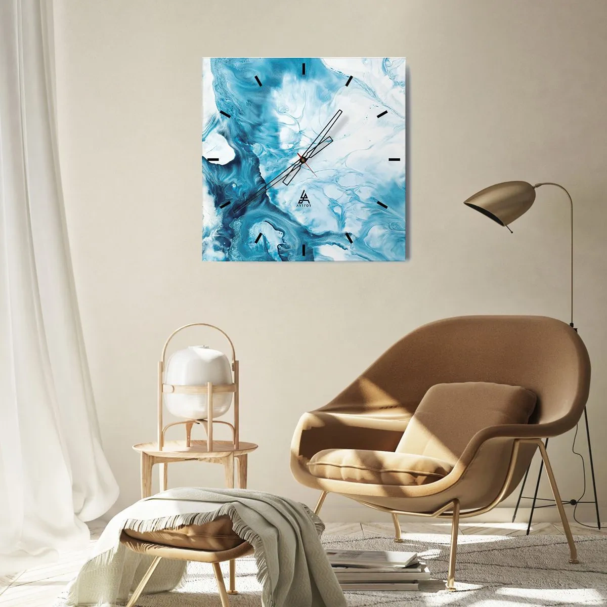 Relógio de parede - Relógio em vidro - Concerto Azul - 30x30 cm