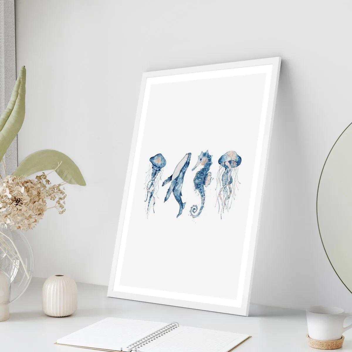 Pôster em moldura branca - Maravilhas do mar - 40x50 cm