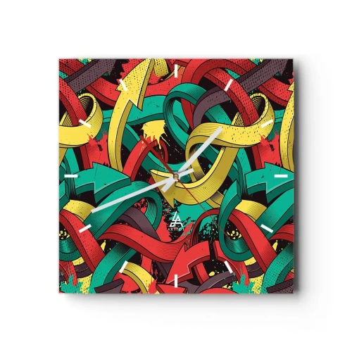 Relógio de parede - Relógio em vidro - Qual o caminho para o destino? - 30x30 cm