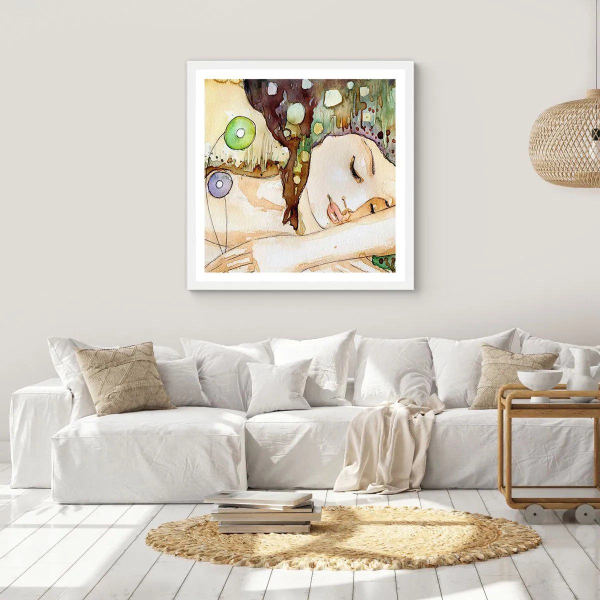 Pôster em moldura branca - Um sonho Violeta Esmeralda - 60x60 cm