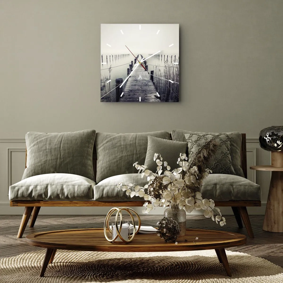 Relógio de parede - Relógio em vidro - Mergulhe em paz - 40x40 cm