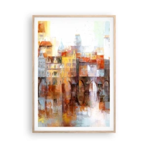 Pôster com moldura de carvalho claro - Debaixo da ponte também é bonito - 70x100 cm