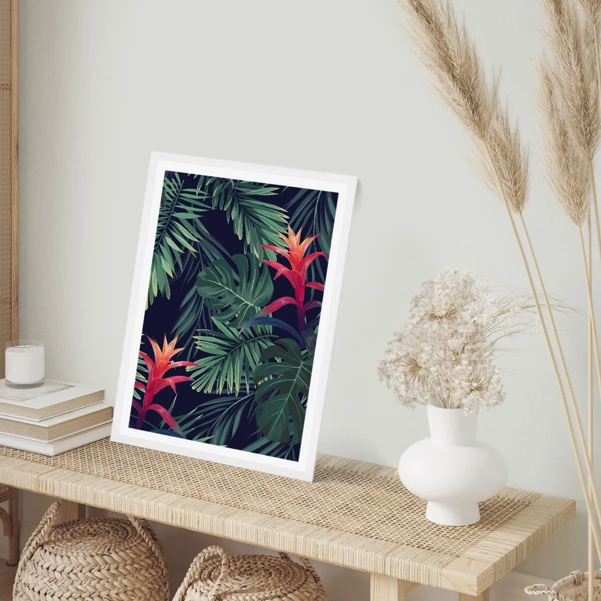 Pôster em moldura branca - Queimar em verde - 61x91 cm