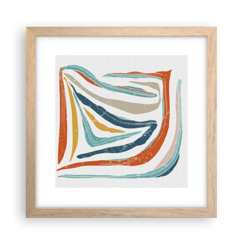 Pôster com moldura de carvalho claro - Abstração com um sorriso amigável - 30x30 cm