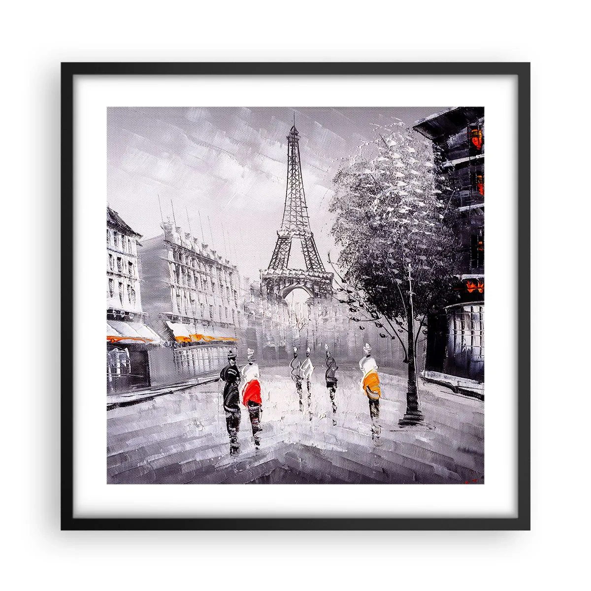 Pôster com moldura preta - Passeio em Paris - 50x50 cm