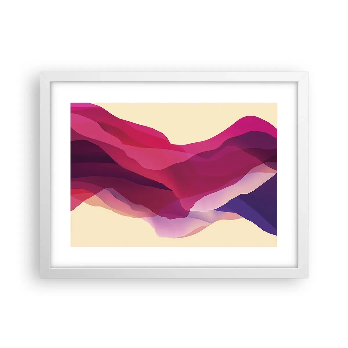 Pôster em moldura branca - Ondas de roxo - 40x30 cm