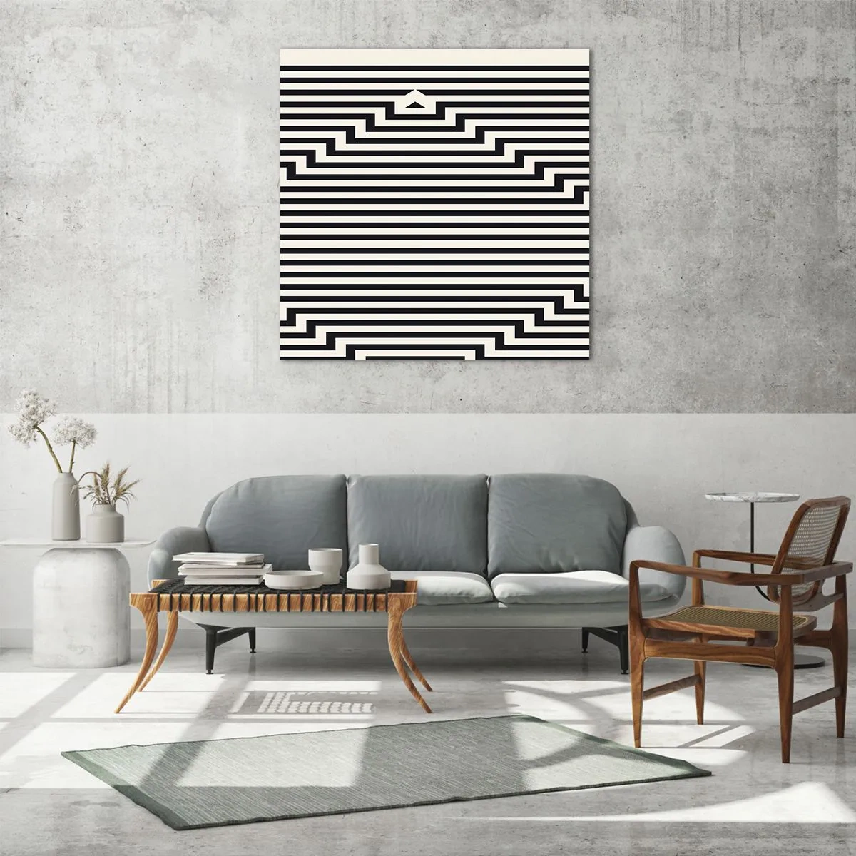 Quadro em vidro - Ilusão geométrica - 40x40 cm