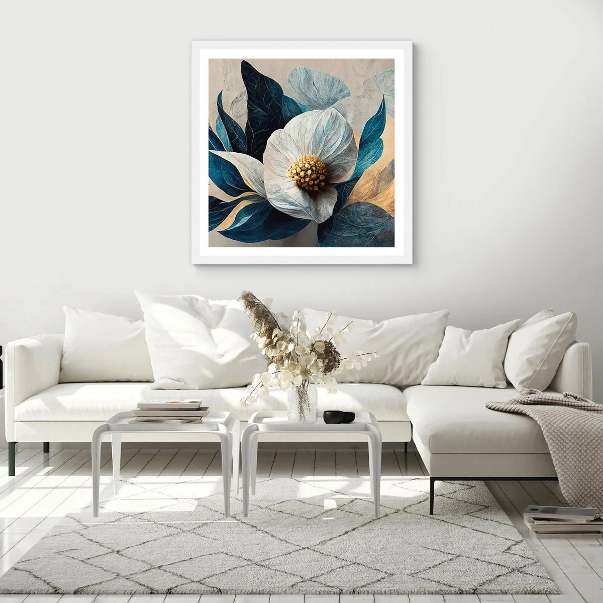 Pôster em moldura branca - Tem um coração de ouro - 60x60 cm