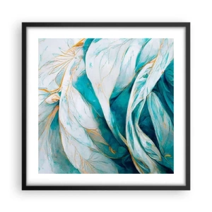 Pôster com moldura preta - Abstração azul com lema dourado - 50x50 cm