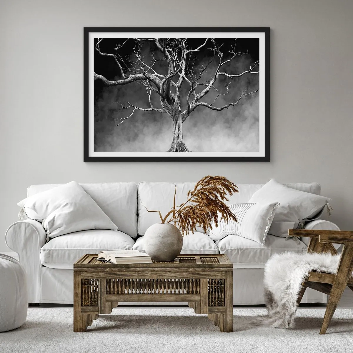 Pôster com moldura preta - Primitivo e sagrado - 100x70 cm