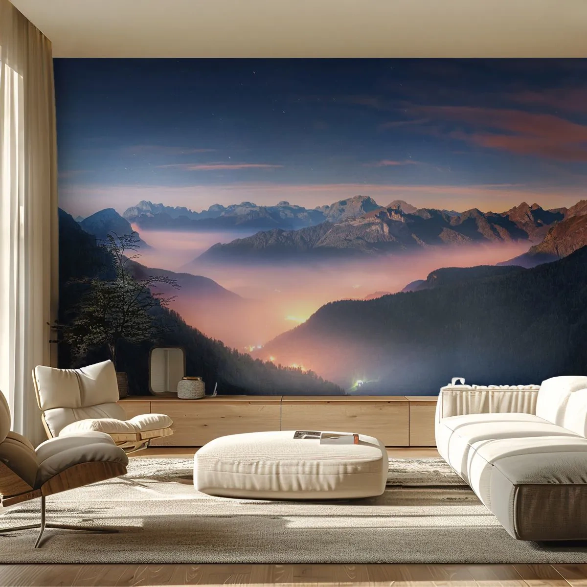 Papel de Parede Premium Canvas - Luz nos vales - Paisagem, Montanhas, Floresta - 300x210 cm