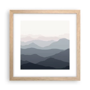 Pôster com moldura de carvalho claro - Ondas de montanha - 30x30 cm
