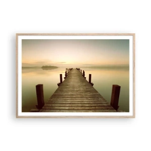 Pôster com moldura de carvalho claro - Antes do amanhecer, nascer do sol, luz - 100x70 cm