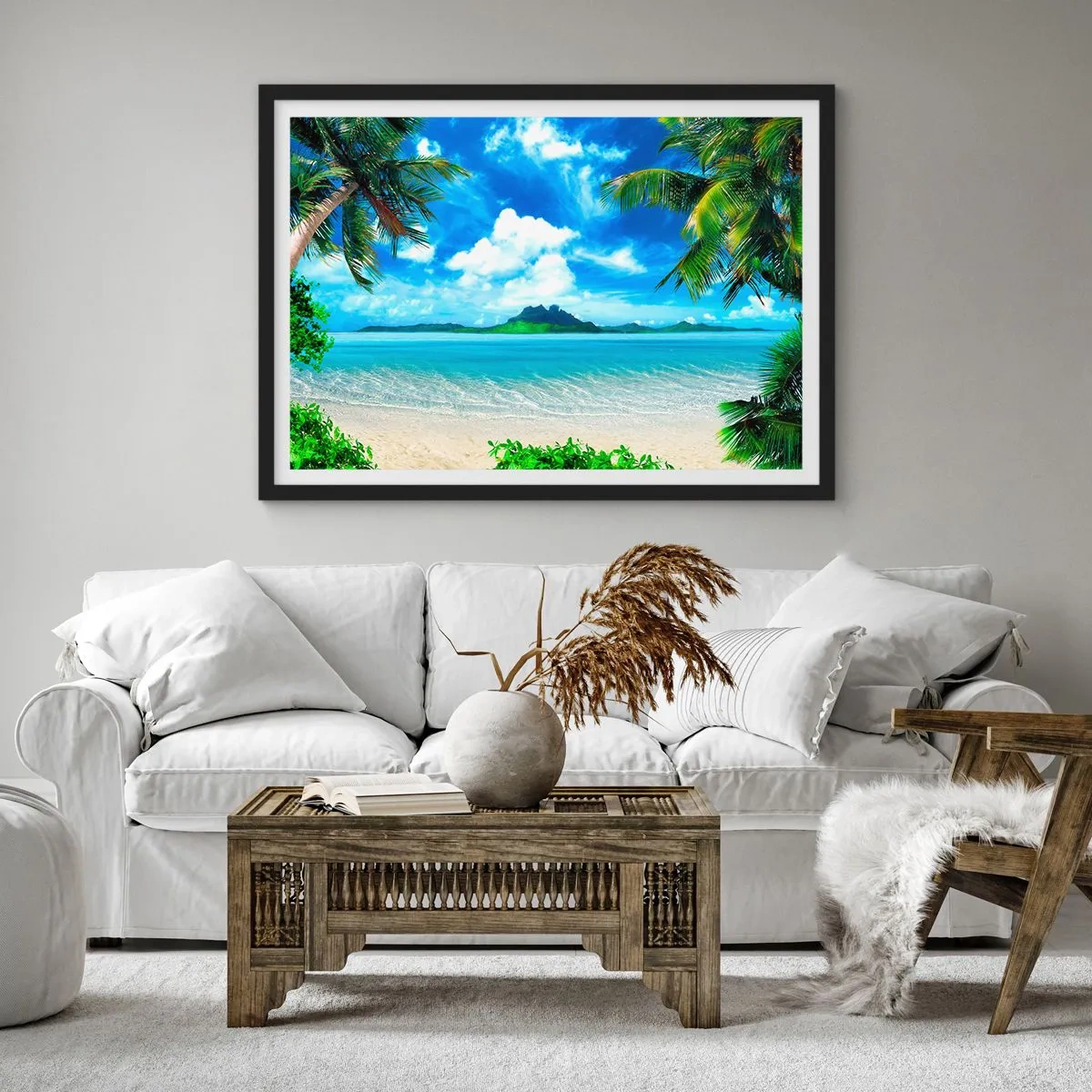 Pôster com moldura preta - O azul dos trópicos - 50x40 cm