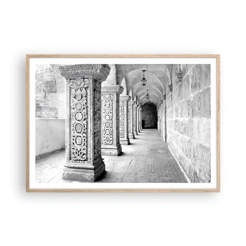 Pôster com moldura de carvalho claro - E para onde...? - 100x70 cm