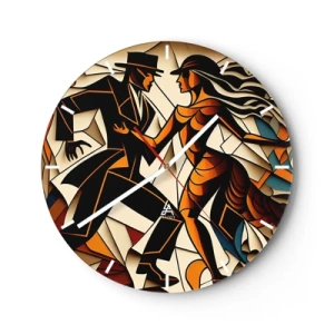 Relógio de parede - Relógio em vidro - Dança de paixão e paixão - 30x30 cm