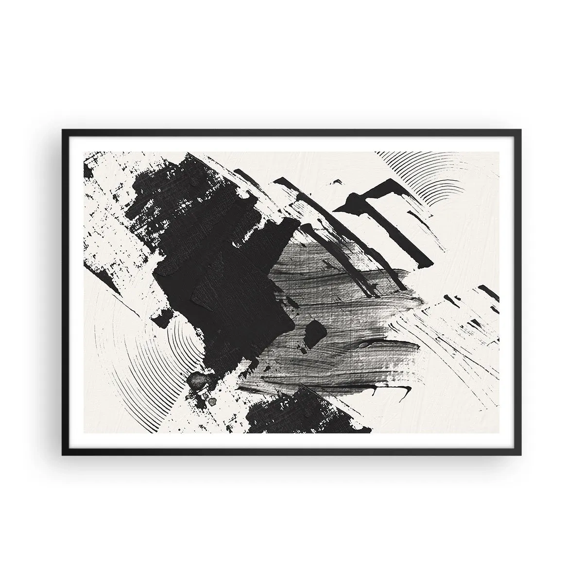Pôster com moldura preta - Abstração – expressão do preto - 100x70 cm