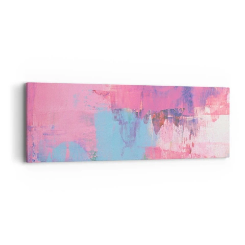 Quadro em tela - Rosa, azul e uma pitada de luz - 90x30 cm